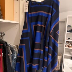 Zara Asymmetrical Skirt in Blue and Brown